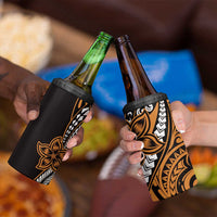 Polynesian Plumeria Floral Tattoo Pattern 4 in 1 Can Cooler Tumbler Gold Style