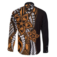 Polynesian Plumeria Floral Tattoo Pattern Family Matching Mermaid Dress and Hawaiian Shirt Gold Style