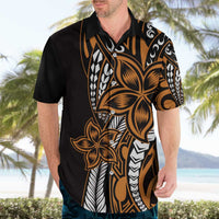 Polynesian Plumeria Floral Tattoo Pattern Hawaiian Shirt Gold Style