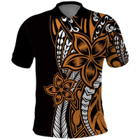 Polynesian Plumeria Floral Tattoo Pattern Polo Shirt Gold Style LT9 Gold - Polynesian Pride