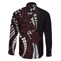 Polynesian Plumeria Floral Tattoo Pattern Family Matching Mermaid Dress and Hawaiian Shirt Oxblood Style