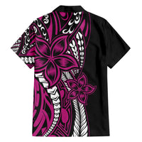 Polynesian Plumeria Floral Tattoo Pattern Family Matching Summer Maxi Dress and Hawaiian Shirt Pink Style