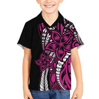 Polynesian Plumeria Floral Tattoo Pattern Family Matching Summer Maxi Dress and Hawaiian Shirt Pink Style