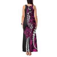 Polynesian Plumeria Floral Tattoo Pattern Tank Maxi Dress Pink Style LT9 - Polynesian Pride