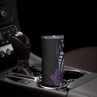 Polynesian Plumeria Floral Tattoo Pattern Skinny Tumbler Purple Style