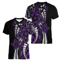 Polynesian Plumeria Floral Tattoo Pattern Women V-Neck T-Shirt Purple Style LT9 - Polynesian Pride