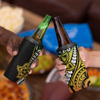 Polynesian Plumeria Floral Tattoo Pattern 4 in 1 Can Cooler Tumbler Reggae Style