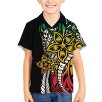 Polynesian Plumeria Floral Tattoo Pattern Family Matching Off Shoulder Short Dress and Hawaiian Shirt Reggae Style