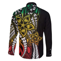 Polynesian Plumeria Floral Tattoo Pattern Family Matching Short Sleeve Bodycon Dress and Hawaiian Shirt Reggae Style