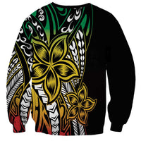 Polynesian Plumeria Floral Tattoo Pattern Sweatshirt Reggae Style