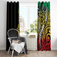 Polynesian Plumeria Floral Tattoo Pattern Window Curtain Reggae Style