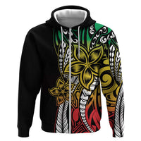 Polynesian Plumeria Floral Tattoo Pattern Zip Hoodie Reggae Style