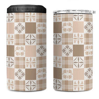 Hawaiian Palaka Quilt Pattern 4 in 1 Can Cooler Tumbler Hawaii Culture Bird of Paradise Exotic Motif - Polynesian Pride