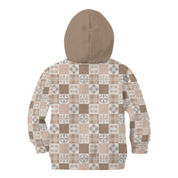 Hawaiian Palaka Quilt Pattern Kid Hoodie Hawaii Culture Bird of Paradise Exotic Motif - Polynesian Pride