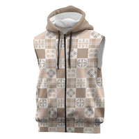 Hawaiian Palaka Quilt Pattern Sleeveless Zip Hoodie Hawaii Culture Bird of Paradise Exotic Motif - Polynesian Pride