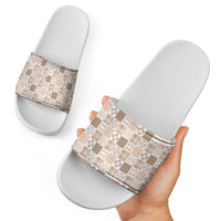 Hawaiian Palaka Quilt Pattern Slide Sandals Hawaii Culture Bird of Paradise Exotic Motif - Polynesian Pride