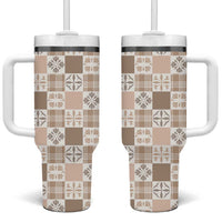 Hawaiian Palaka Quilt Pattern Tumbler With Handle Hawaii Culture Bird of Paradise Exotic Motif - Polynesian Pride