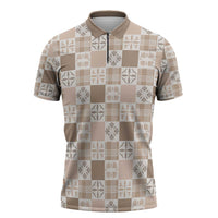 Hawaiian Palaka Quilt Pattern Zipper Polo Shirt Hawaii Culture Bird of Paradise Exotic Motif - Polynesian Pride