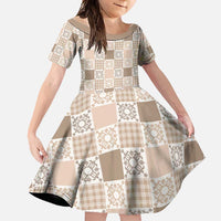 Hawaiian Palaka Quilt Pattern Family Matching Long Sleeve Bodycon Dress and Hawaiian Shirt Hawaii Culture Honu Turtle - Polynesian Pride