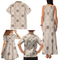 Hawaiian Palaka Quilt Pattern Family Matching Tank Maxi Dress and Hawaiian Shirt Hawaii Culture Honu Turtle - Polynesian Pride
