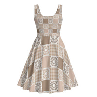 Hawaiian Palaka Quilt Pattern Midi Dress Hawaii Culture Honu Turtle - Polynesian Pride