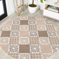 Hawaiian Palaka Quilt Pattern Round Carpet Hawaii Culture Honu Turtle - Polynesian Pride