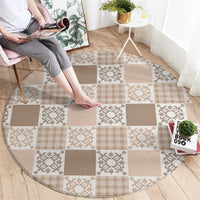 Hawaiian Palaka Quilt Pattern Round Carpet Hawaii Culture Honu Turtle - Polynesian Pride