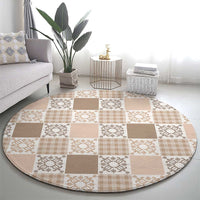 Hawaiian Palaka Quilt Pattern Round Carpet Hawaii Culture Honu Turtle - Polynesian Pride