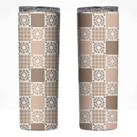 Hawaiian Palaka Quilt Pattern Skinny Tumbler Hawaii Culture Honu Turtle - Polynesian Pride