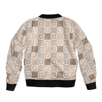 Hawaiian Palaka Quilt Pattern Sleeve Zip Bomber Jacket Hawaii Culture Honu Turtle - Polynesian Pride