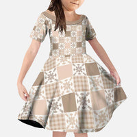 Hawaiian Palaka Quilt Pattern Family Matching Off Shoulder Maxi Dress and Hawaiian Shirt Hawaii Culture Pineapple - Polynesian Pride