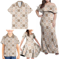 Hawaiian Palaka Quilt Pattern Family Matching Off Shoulder Maxi Dress and Hawaiian Shirt Hawaii Culture Pineapple - Polynesian Pride