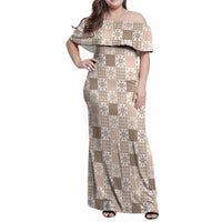 Hawaiian Palaka Quilt Pattern Family Matching Off Shoulder Maxi Dress and Hawaiian Shirt Hawaii Culture Pineapple - Polynesian Pride