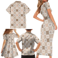 Hawaiian Palaka Quilt Pattern Family Matching Short Sleeve Bodycon Dress and Hawaiian Shirt Hawaii Culture Pineapple - Polynesian Pride
