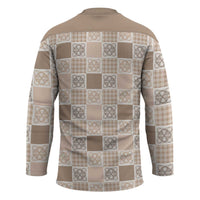 Hawaiian Palaka Quilt Pattern Hockey Jersey Hawaii Culture Tropical Flowers Mix - Polynesian Pride