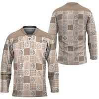 Hawaiian Palaka Quilt Pattern Hockey Jersey Hawaii Culture Tropical Flowers Mix - Polynesian Pride