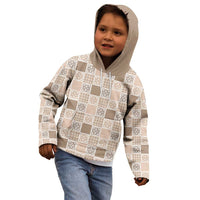 Hawaiian Palaka Quilt Pattern Kid Hoodie Hawaii Culture Tropical Flowers Mix - Polynesian Pride
