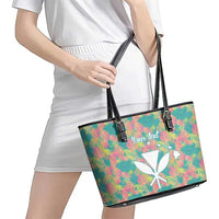 Seamless Hawaiian Quilt Pattern Leather Tote Bag Hawaii Culture Palm Leaf Tropical - Polynesian Pride