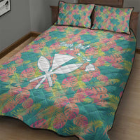 Seamless Hawaiian Quilt Pattern Quilt Bed Set Hawaii Culture Palm Leaf Tropical - Polynesian Pride