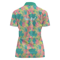 Seamless Hawaiian Quilt Pattern Women Polo Shirt Hawaii Culture Palm Leaf Tropical - Polynesian Pride