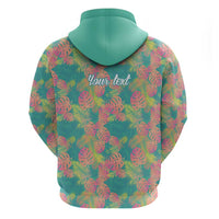 Seamless Hawaiian Quilt Pattern Zip Hoodie Hawaii Culture Palm Leaf Tropical - Polynesian Pride