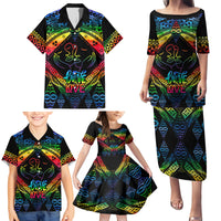 Tonga LGBT Family Matching Puletasi Dress and Hawaiian Shirt Love Is Love Ngatu Rainbow Water Color LT9 - Polynesian Pride