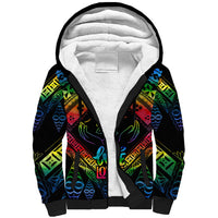 Tonga LGBT Sherpa Hoodie Love Is Love Ngatu Rainbow Water Color LT9 Unisex Black - Polynesian Pride