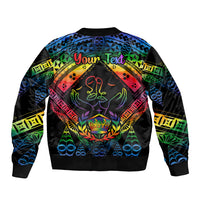 Personalised Tonga LGBT Bomber Jacket Love Is Love Ngatu Rainbow Water Color LT9 - Polynesian Pride