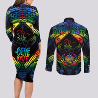 personalised-tonga-lgbt-couples-matching-long-sleeve-bodycon-dress-and-long-sleeve-button-shirts-love-is-love-ngatu-rainbow-water-color