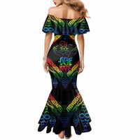 Personalised Tonga LGBT Mermaid Dress Love Is Love Ngatu Rainbow Water Color LT9 - Polynesian Pride