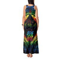 Personalised Tonga LGBT Tank Maxi Dress Love Is Love Ngatu Rainbow Water Color LT9 - Polynesian Pride