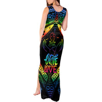 Personalised Tonga LGBT Tank Maxi Dress Love Is Love Ngatu Rainbow Water Color LT9 - Polynesian Pride