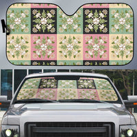 Seamless Pattern Maile and Pikake Lei Auto Sun Shade Squares Maile Leaf LT9 Green - Polynesian Pride