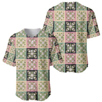 Seamless Pattern Maile and Pikake Lei Baseball Jersey Squares Maile Leaf - Polynesian Pride